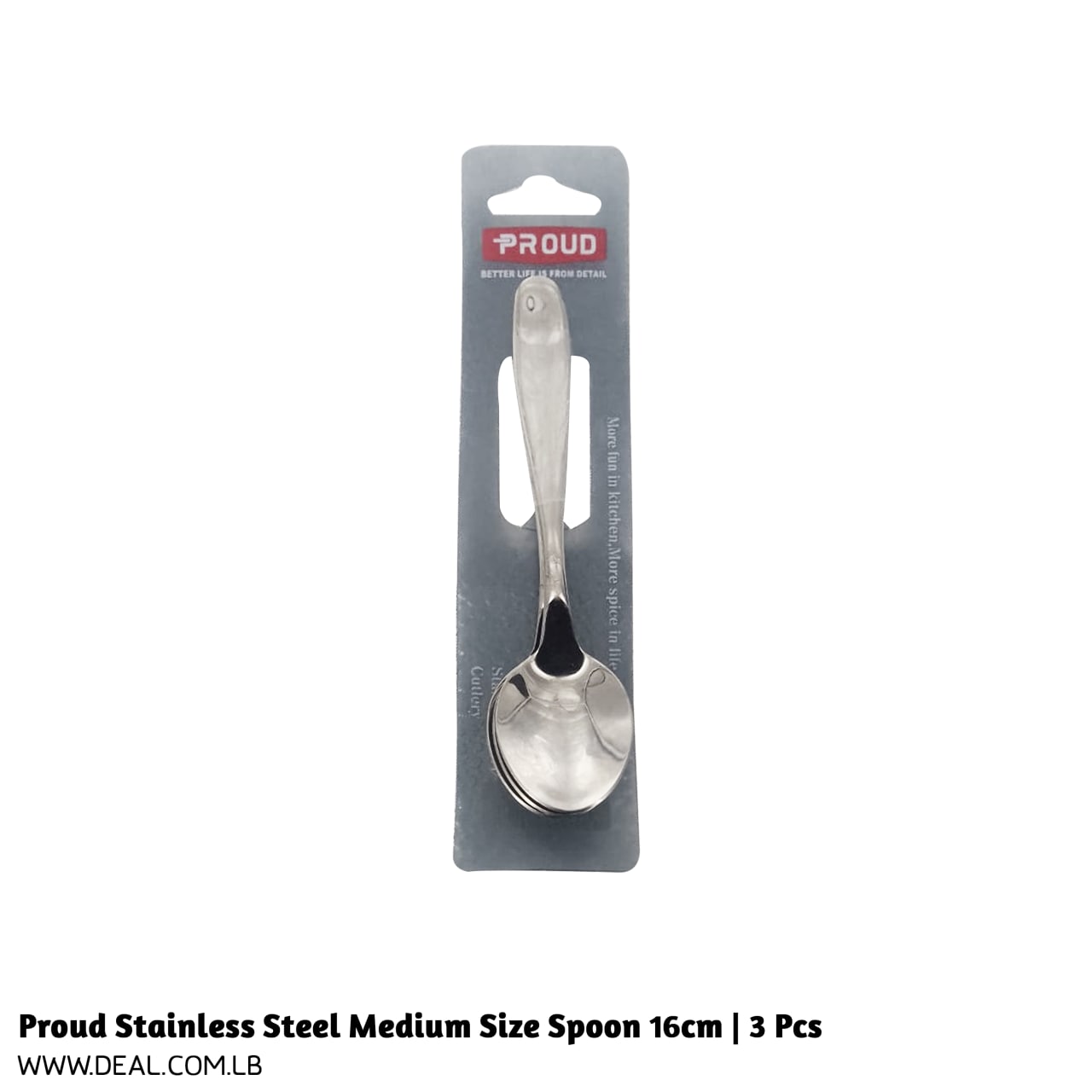 Proud Stainless Steel Medium Size Spoon 16cm | 3 Pcs